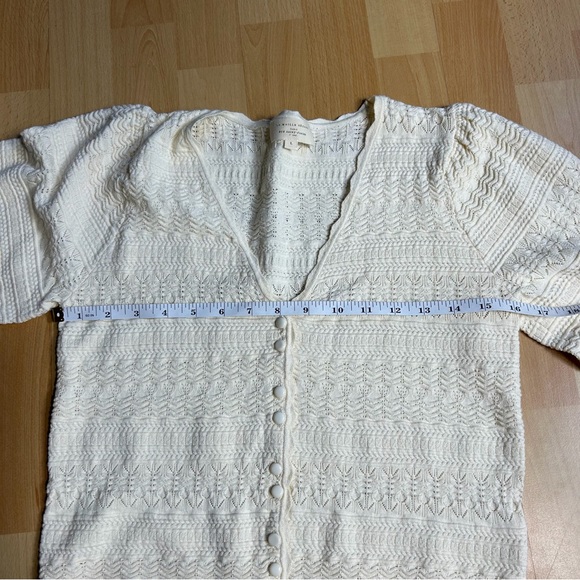 Sezane Charlotte Ivory Textured Knit Cardigan Blouse - Picture 9 of 10